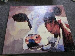 painted cow on canvas 24 inch x 20 ...