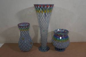 lot 82 image: Vintage Handmade Leaded Glass Vases