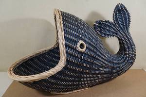 lot 91 image: Huge Woven Rattan Fish Shaped Basket