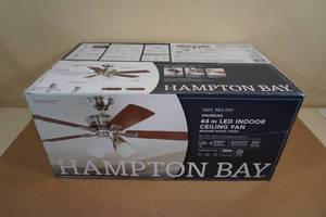 lot 217 image: NEW Hampton Bay Vaurgas 44 LED Indoor Ceiling Fan