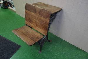 lot 225 image: Antique Wood and Cast Iron School Desk