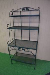 lot 242 image: Metal Bakers Rack with Flower Accents