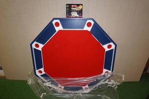 lot 247 image: Wood Folding Leg Poker Table with Chips and Cards