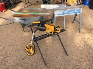 lot 121 image: Wheelbarrow - Sawhorses - Level - Measure Meters