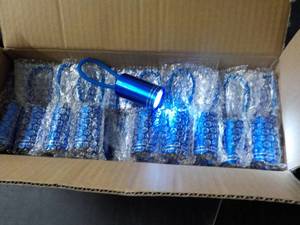 lot 256 image: Case of 50 Blue 4 LED Flashlights...