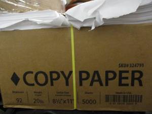 lot 1 image: 20 lb. box of White Copy Paper...