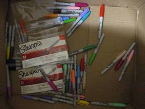 lot 6 image: Sharpies, Cardstock, Printer paper,...