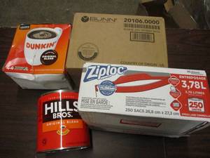 lot 44 image: Coffee, Coffee Filters, Gallon Zip ...