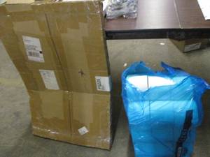 lot 108 image: Misc. Office Lot- clock, gloves, ta...