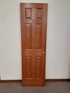 2- Oak Stained 6 PNL Slab Door Size 1-4