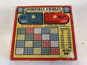 Vintage Sportsman Charlie Punchboard Unused Gambling Game.