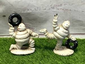 Pair of Cast Iron Michelin Man Figures 3 14 Inch Tall