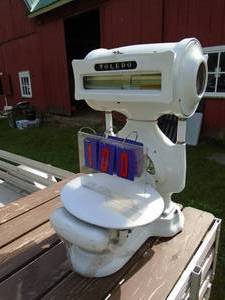 lot 100 image: Vintage porcelin toldeo scale. Very nice condtion. Works but may need calibration. As shown.