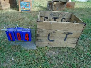 lot 104 image: Wood collapsible grocery box from ctc holdquist stillwater,mn. As shown.
