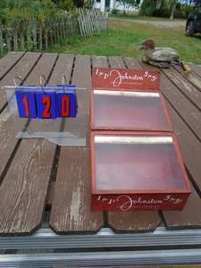 lot 120 image: Johnston 1 cent candy display box. Very nice shape. As shown.
