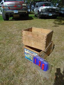 lot 126 image: Qty of 2 vintage wood crates. As shown.