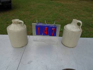 lot 147 image: Qty of 2 stoneware jugs. No markings. As shown.