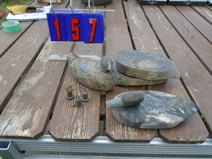 lot 157 image: Qty of 2 home made decoys with weights. As shown.
