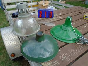 lot 210 image: Industrial lamp shades. As shown.