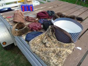 lot 216 image: Hat box full of vintage hats. As shown.