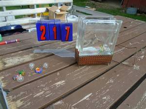 lot 217 image: Vintage glass block lighted fish tank. As shown.