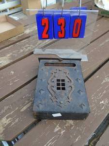 lot 230 image: Vintage cast mailbox with brackets. As shown.