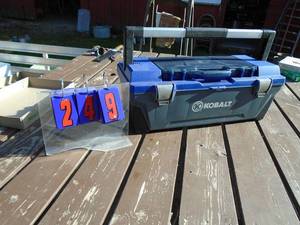 lot 249 image: Kobalt plastic tool box with misc tools. As shown.