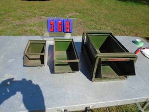 lot 369 image: Metal stackable storage bins. As shown.