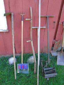 lot 447 image: Misc farm tools. As shown.