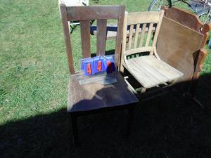 lot 448 image: Misc wood chairs & table legs. As shown.