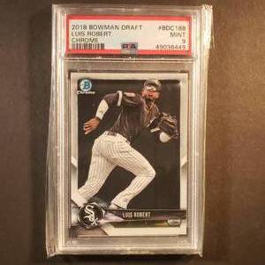 lot 54 image: Luis Robert Rookie Bowman Draft Chrome BDC188, PSA Mint 9