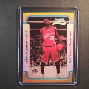 lot 86 image: Lebron James Bowman Chrome Rookie Reprint 123 Bold Refractor