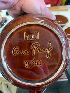 12pc Brown  Cream Drip Hull Dishware