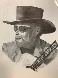 Hank Williams Jr. Sketched Artwork 20 x 24 Inch