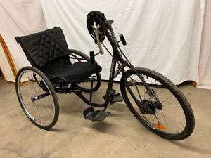 MSRP $2500 Quickie Shadow Mach 3 Handicap Handcycle 3 Wheel Bicycle - This Physical Therapy Bike Has Lots Of Wear But Still Lots Of Life In It As It Still Works As It Should....