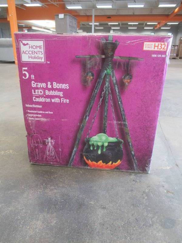 Halloween 5ft Moonlit Magic Bubbling Cauldron LED Fire Tik Tok Home sold Depot