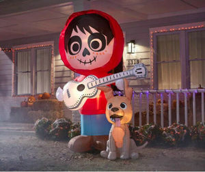 lot 3 image: Disney Pixar COCO 6.5 Ft. Miguel With Guitar And Dante Dog Inflatable . In nice condition. - Untested.