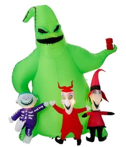 lot 18 image: Disney 9 ft Oogie Boogie with Lock, Shock, and Barrel Halloween Inflatable - In nice condition - Untested.