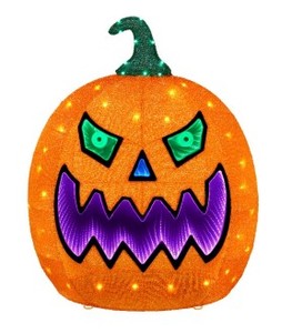 lot 20 image: Home Accents Holiday 2.5ft Halloween Classics LED Mirror Pumpkin  - In nice condition - Untested.