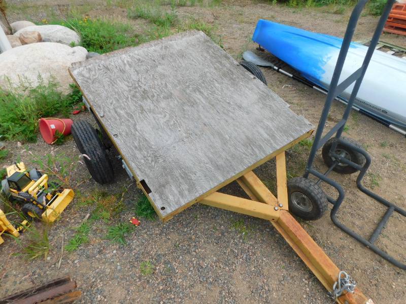 lot 2 image: Garden Utility Trailor and two Wheel cart.