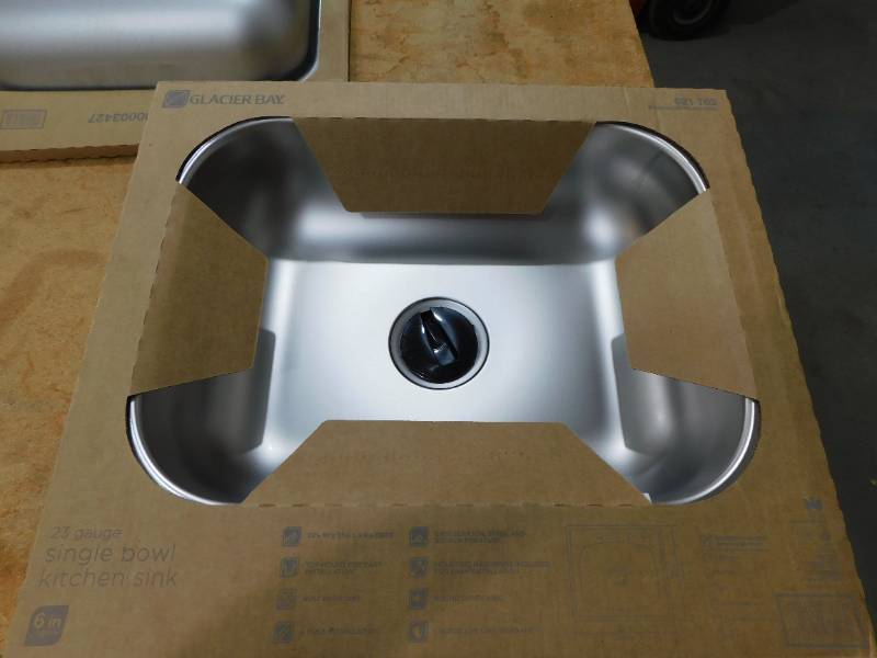 lot 53 image: Glacier Bay Drop-In Stainless Steel 25 in. 4-Hole Single Bowl Kitchen Sink