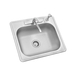 lot 116 image: Glacier Bay All-in-One Drop-In Stainless Steel 25 in. 4-Hole Single Bowl Kitchen Sink