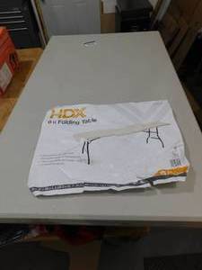 lot 97 image: HDX 96 in. Earth Tan Plastic Folding Table