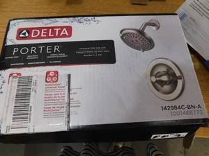 lot 128 image: Delta Porter Single-Handle 3-Spray Shower Faucet in Brushed Nickel (Valve Included)