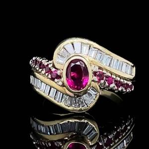 18k Natural Ruby & Diamonds Ring featuring 1.00ctw. of Fine Diams and .90ct. Red Ruby  $6950 Retail