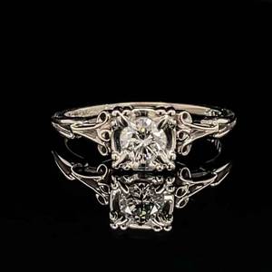 Vintage Elegance 0.33ctw Diamond Mid-Century 1950s Antique Ring in 14k White Gold