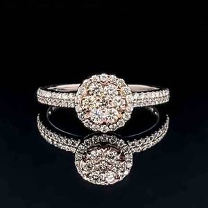 Vintage Inspiration 0.60ctw Diamond Round Cluster Halo Ring in 14k White & Rose Gold
