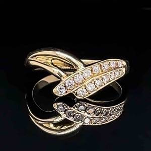 Mod Retro 0.40ctw Diamond Double Row V-Shaped Open Chevron Ring in 14k Yellow Gold