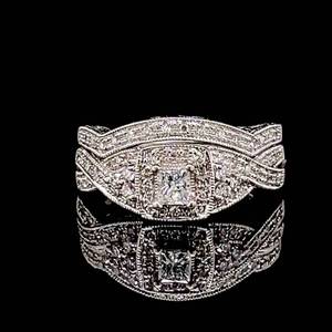 Beautiful 0.60ctw Diamond 2-Piece Cathedral Ring Wedding Set in 14k White Gold $2999 Retail VIDEO