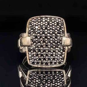 Designer JOHN HARDY Black Sapphire Modern Chain Ring $995 Retail